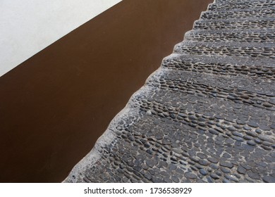 Closeup Low Angle Shot Of A Cobblestone Stairs