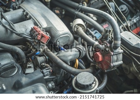 Similar – Truck Engine Motor Components In Car Service Inspection