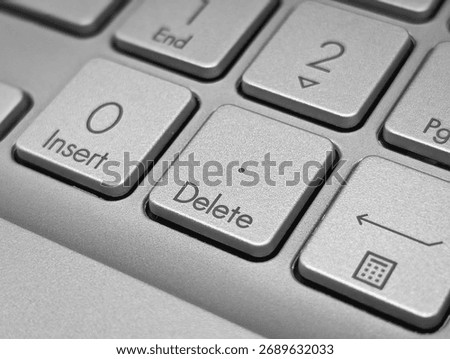 close-up macro of the "delete" and "insert" keys on a computer keyboard