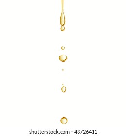 Close-up macro of olive oil drop droplet - isolated over white background