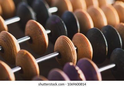 Close-up Macro Photo Of Vintage Abacus For Calculation