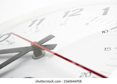 A Close-up Or Macro Shot Of A Broken, Dirty And Dusty Old Clock Face.