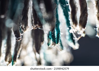 Close-up Macro Shot Of A Dirty Mop In Dark Background