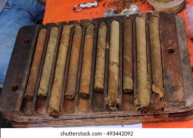 Closeup Of  Making Cigar