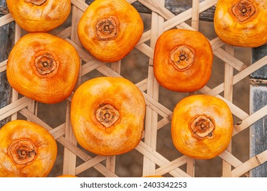 Close-up of Making Dried Persimmons ,Sun dried persimmon fruit dried persimmon processing - Powered by Shutterstock