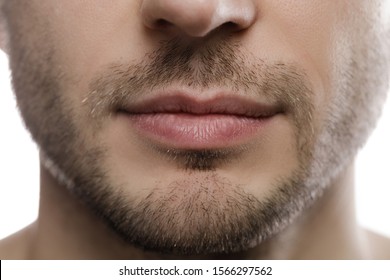 Close-up of male chin, bristle and lips. - Powered by Shutterstock