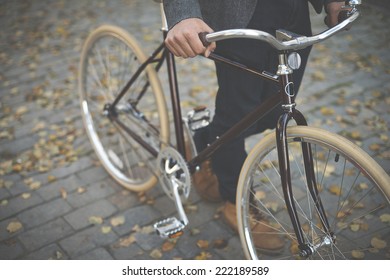 Close-up Of Man With Bicycle