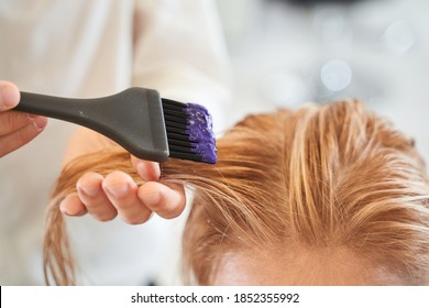 Closeup man hands dyeing hair while using a black brush. Colouring of white hair at salon. Beauty care, hairstyling, fashion, lifestyle glamour concept - Powered by Shutterstock