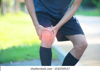 Close-up Man Knee Pain, Running With A Sore Knee, Shin Splint Syndrome