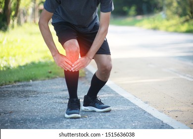 Close-up Man Knee Pain, Running With A Sore Knee, Shin Splint Syndrome