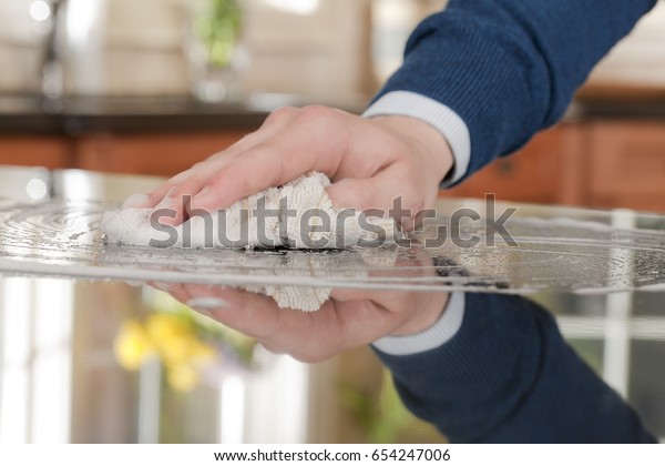 Closeup Man Washing Cleaning Black Granite Stock Photo Edit Now