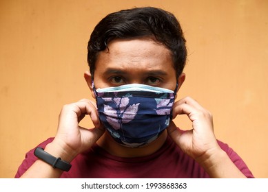 Closeup Man Wearing Double Face Mask