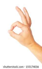 Closeup Of Man's Hand Gesturing - Showing Sign Ok (okay)