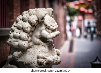 A Closeup Of A Marble Statue Outside