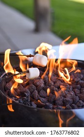 Closeup Of Marshmallows Roasting Over A Fire Pit