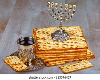 Closeup Of Matzah On Plate Which Is The Unleavened Bread Served At Jewish Passover Dinners 