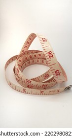 Closeup Of Measure Sewing Meter On White Background