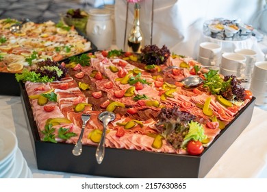 A Closeup Of A Meat Buffet With A Large Assortment At A Restaurant