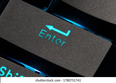 close-up of a mechanical gaming keyboard, enter button