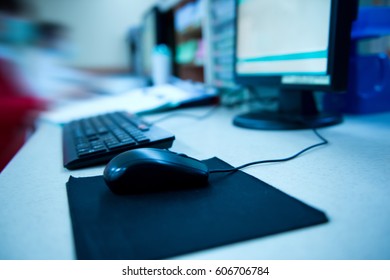 Close-up Of A Medical Worker Typing On Computer. Selective Focus