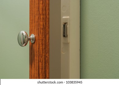 Close-up Of Medicine Cabinet With Door Slightly Open.