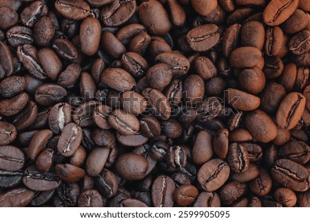 Close-up Medium-Dark roasted coffee beans