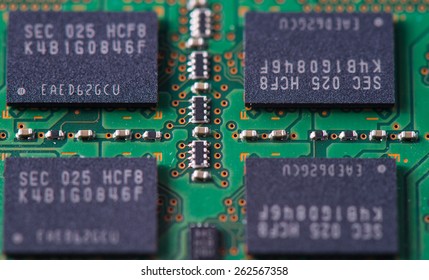 Closeup of a memory Ram chip module