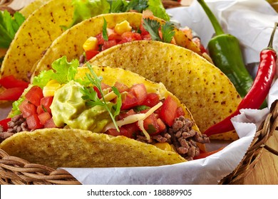 Closeup of Mexican food Tacos
