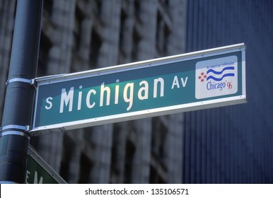 Close-up Of Michigan Avenue Sign