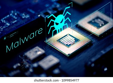 Closeup of microchips in a computer processor