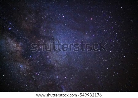 Close-up milky way galaxy with stars and space dust in the universe, Long exposure photograph, with grain.