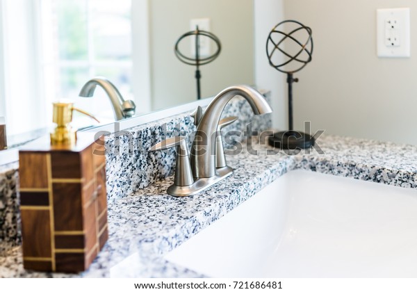 Closeup Modern Bathroom Sink Granite Countertop Stock Photo Edit