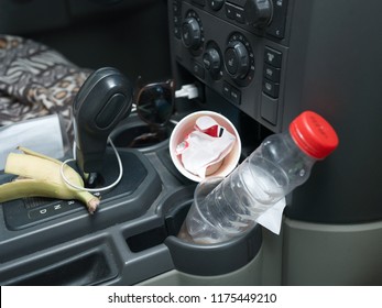 Closeup Of A Modern Car Needs Cleaning Inside