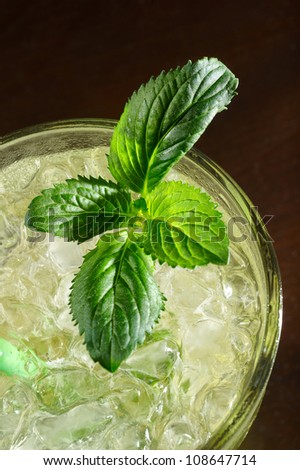 close-up of mojito cocktail