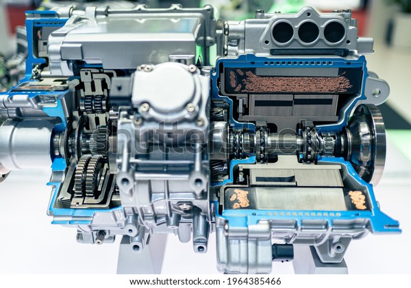Close-up of Motor in electric\
car