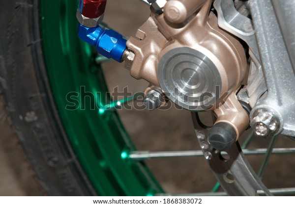 Close-up motorcycle disc brake\
pump