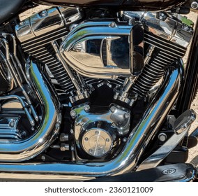 A closeup of a motorcycle engine