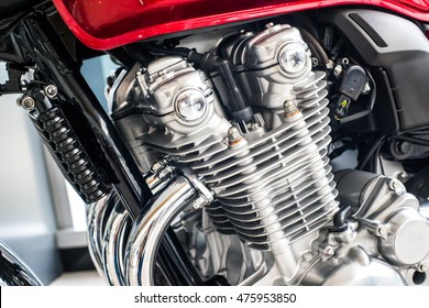 close-up motorcycle engine