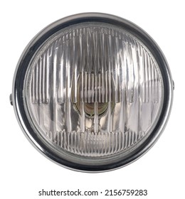 Close-up motorcycle headlight isolated in a white background. - Powered by Shutterstock