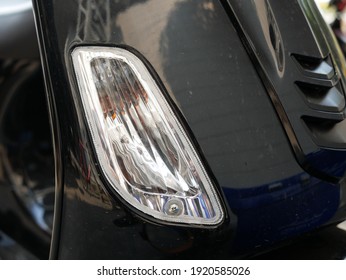 Closeup Of Motorcycle Turn Signal Light.