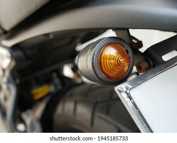 Closeup Of Motorcycle Turn Signal Light.