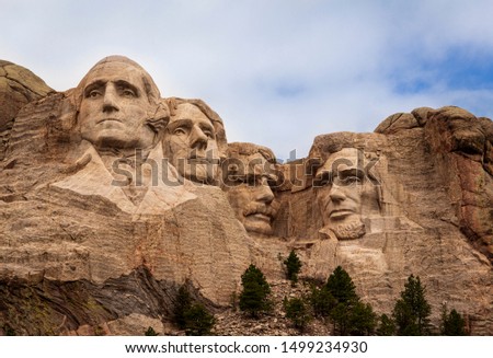 Close-Up of Mount Rushmore on a Cloudy Day - Mount Rushmore National Memorial