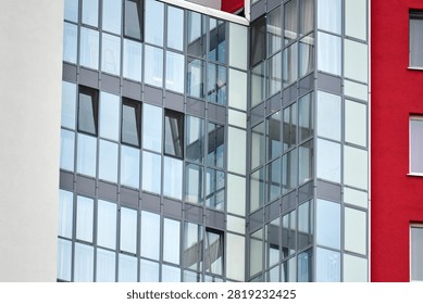 Close-up of a multi-story building facade for architectural data set