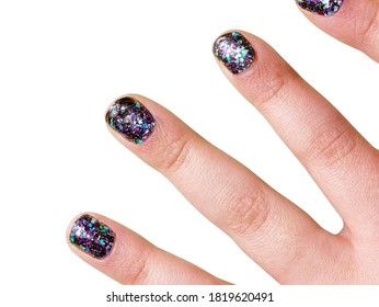 Closeup Nail Kids Painted Isolated On White