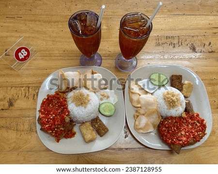 Closeup Nasi Ayam Geprek at Dapur Sari Dewi Seri Serdang Malaysia