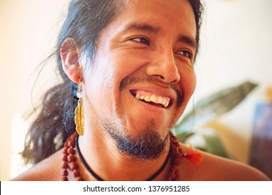 Closeup Of Native American Man With Beautiful Jewelry