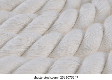 Close-Up of Natural White Cotton Rope Texture