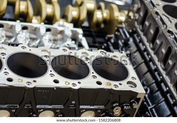 Close-up of new engine\
cylinder block