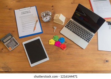 Closeup object on table , Many things on the job.