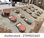 Close-up of an Obsolete and Abandoned Industrial Control Panel